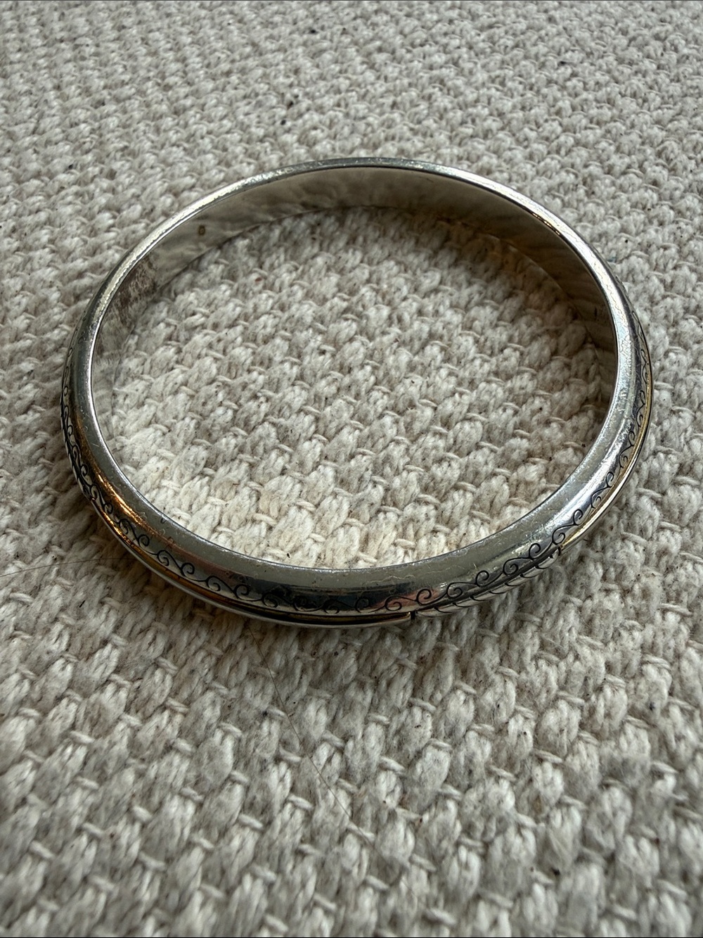 Brighton Silver Tone Engraved Hinged Bangle Bracelet
